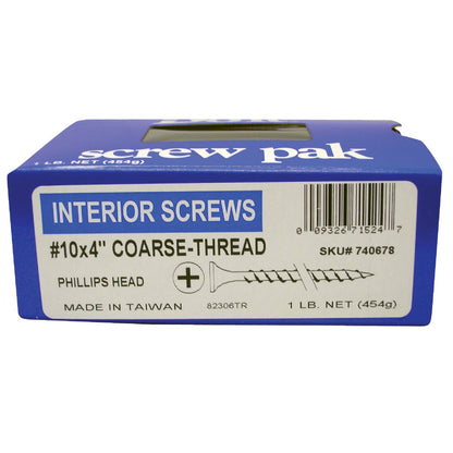 Do it #10 x 4 In. Coarse Thread Black Phosphate Drywall Screw (1 Lb.-Box)