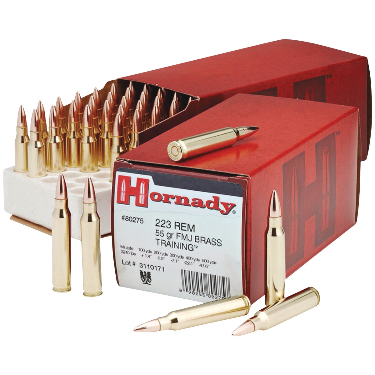 Hornady Custom .223 Rem 55 Grain FMJ Centerfire Ammunition Cartridges