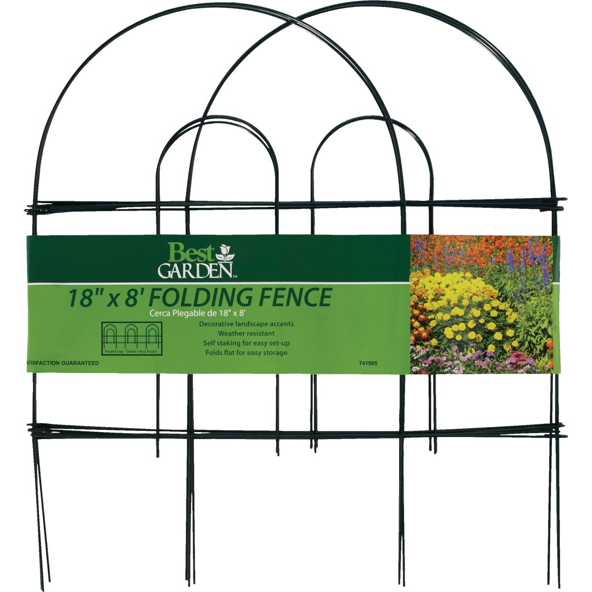 Best Garden 8 Ft. Powder-Coated Green Wire Folding Fence