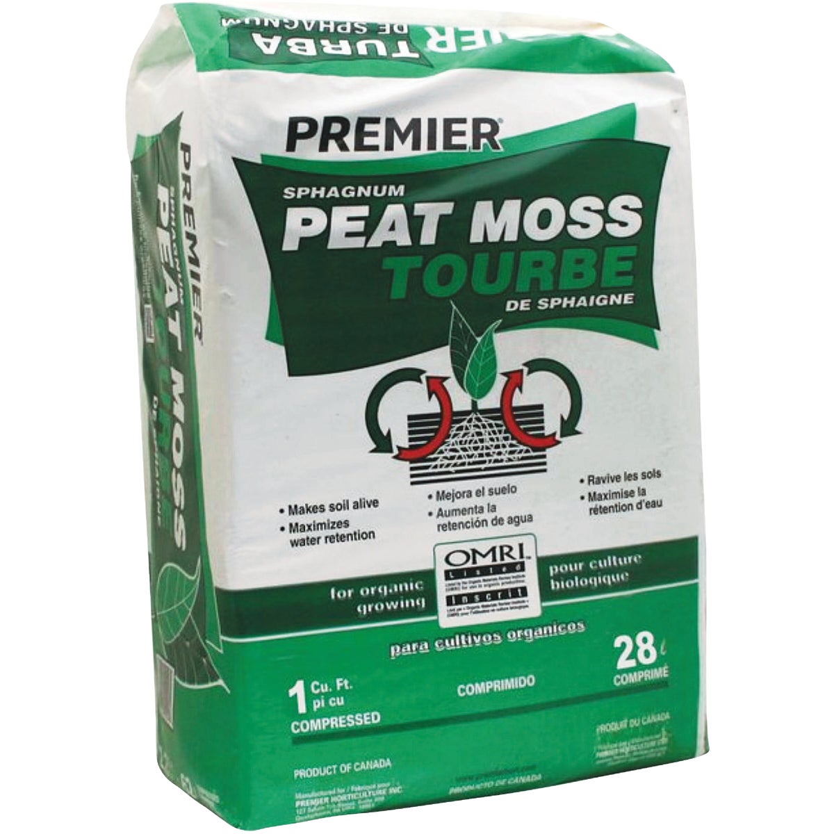 Premier 22 Lb. 1.0 Cu. Ft. Compressed Bale Sphagnum Peat Moss