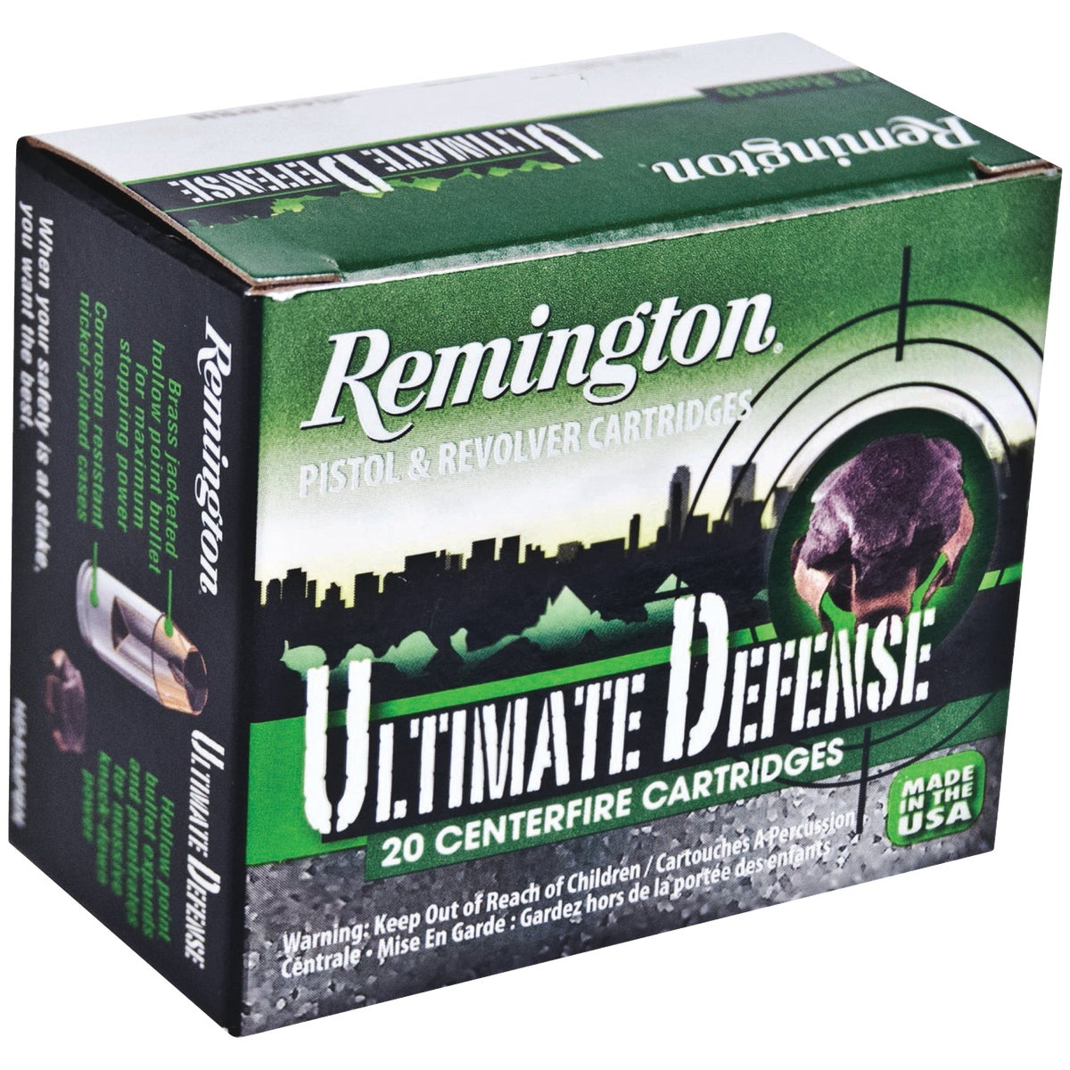 Remington Ultimate Defense Full Size 9mm 124 Grain BJHP Centerfire Ammunition Cartridges