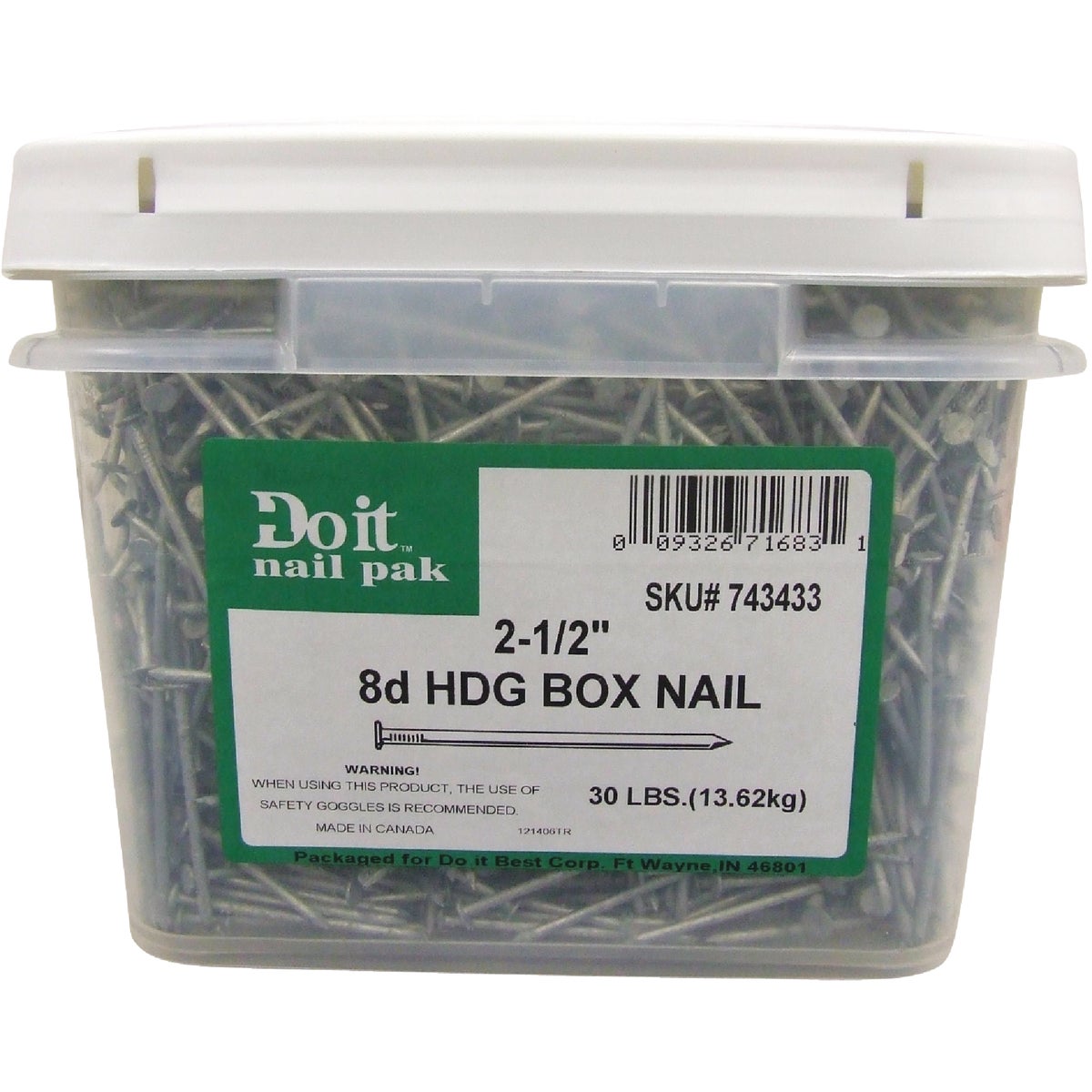 Grip-Rite 8d x 2-1/2 In. 11-1/2 ga Hot Galvanized Box Nails (4350 Ct., 30 Lb.)