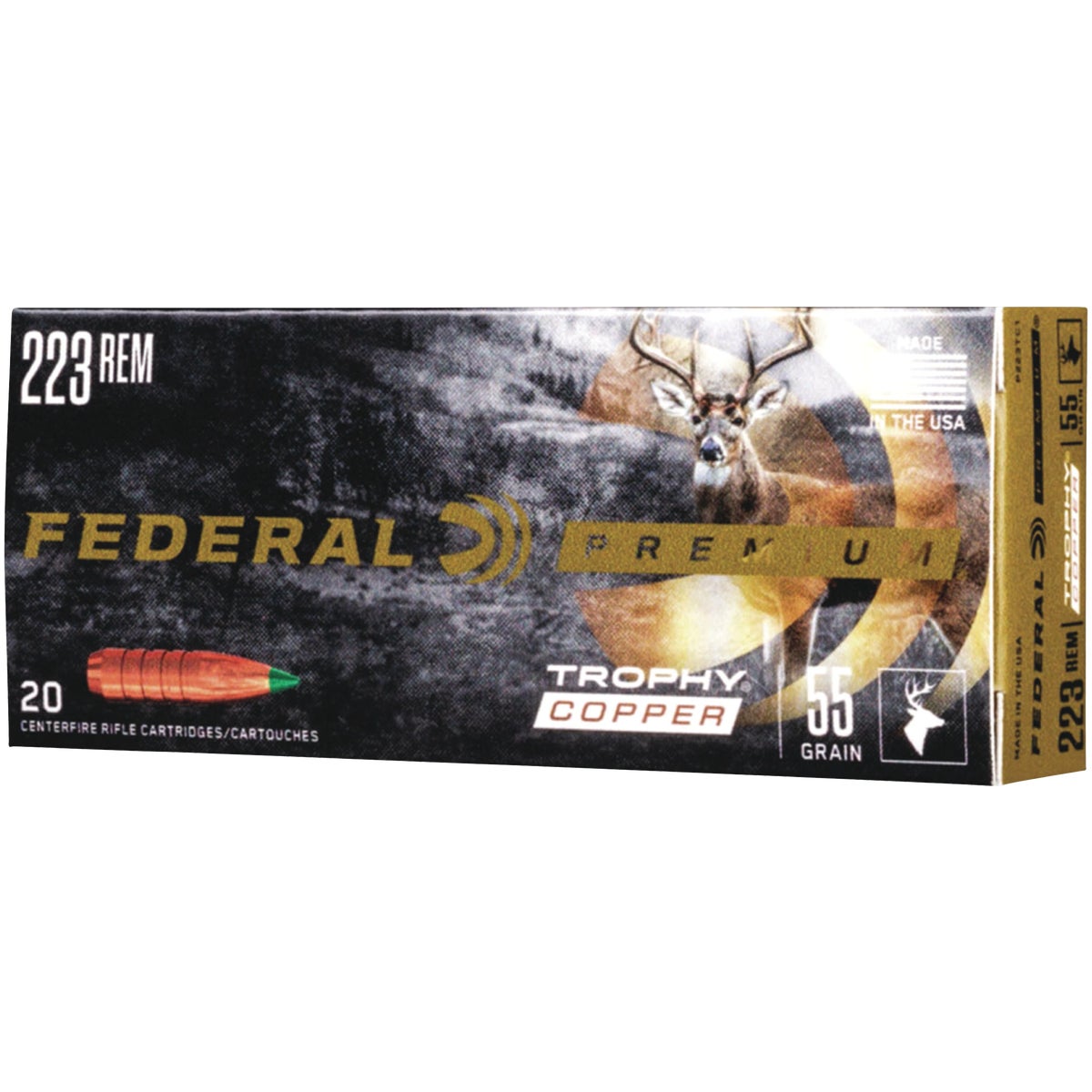 Federal Premium Trophy Copper .223 Rem 55 Grain Centerfire Ammunition Cartridges