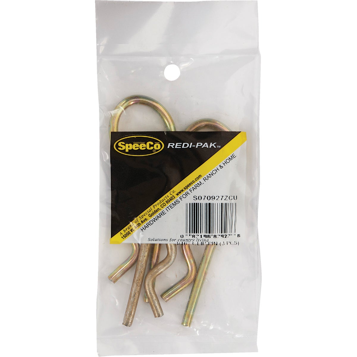 Speeco 3/16 In. x 3-3/4 In. Yellow Zinc Dichromate-Plated Hitch Pin Clip