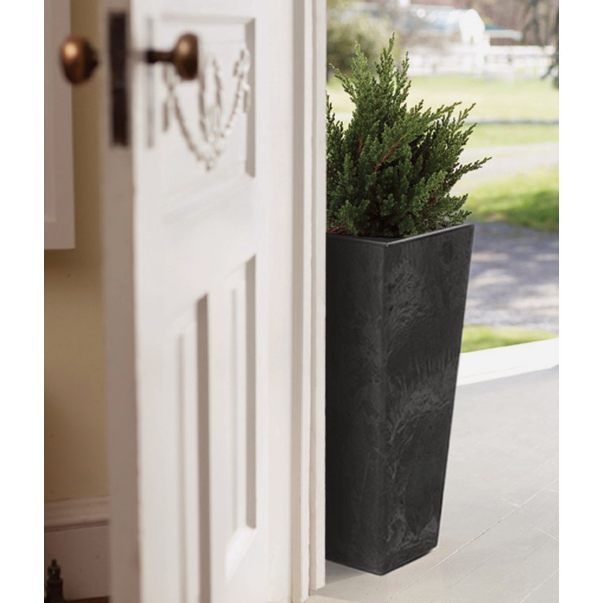 Novelty ArtStone Ella 13.75 In. W. x 27.75 In. H. x 13.75 In. L. Black Resin Planter