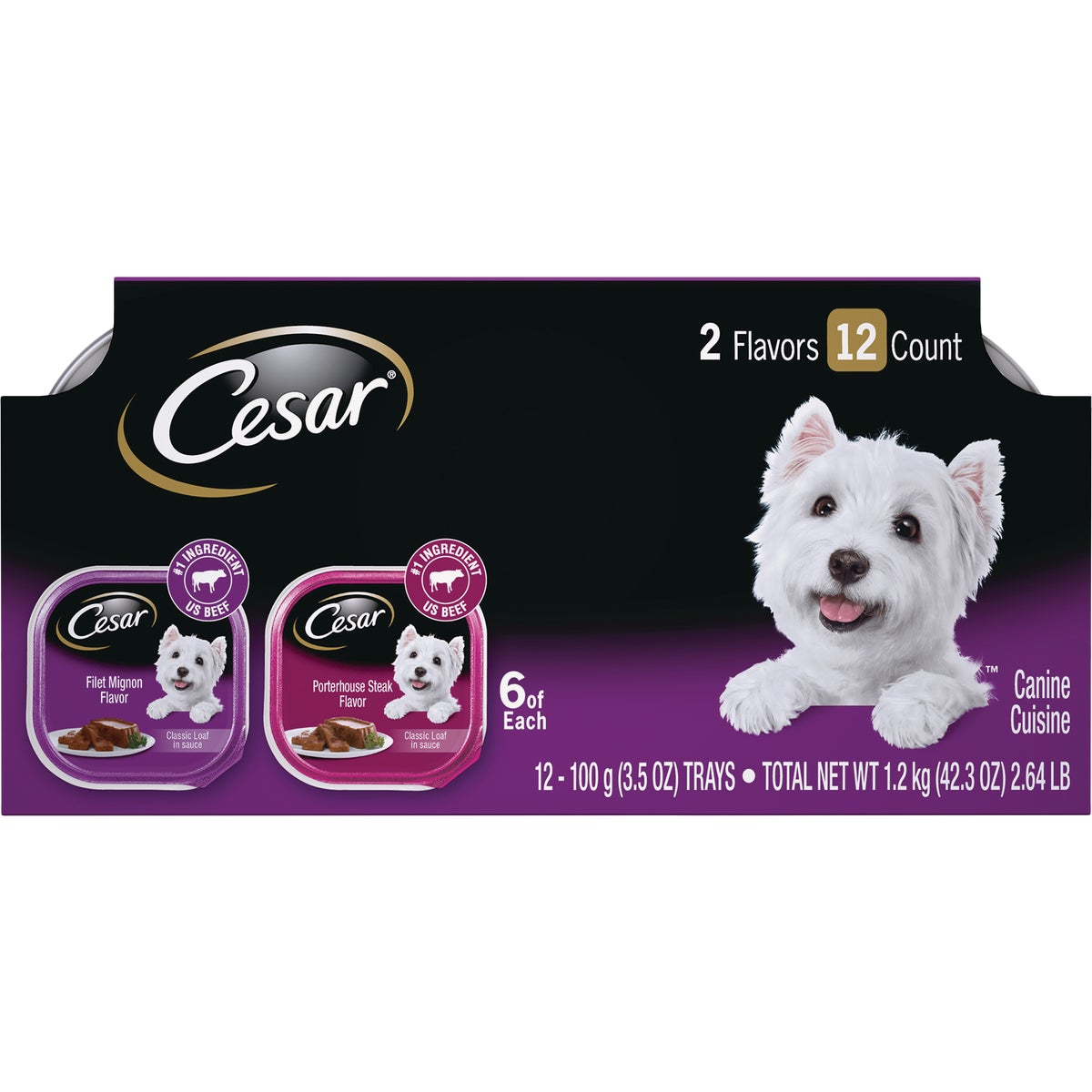 Cesar Classic Loaf Filet Mignon/Porterhouse Steak Variety Adult Wet Dog Food (12-Pack)