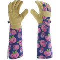 Miracle-Gro Women's Small/Medium Leather Blue Floral Rose Pruning Gloves