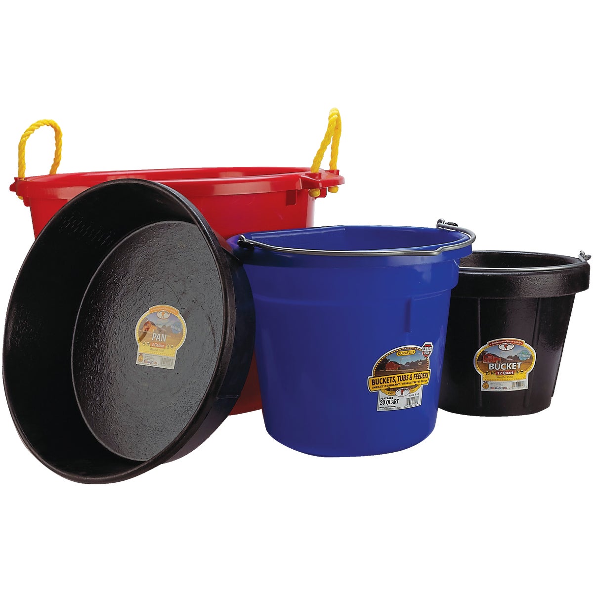 Fortex Fortiflex 20 Qt. Black Poly Flat Back Bucket