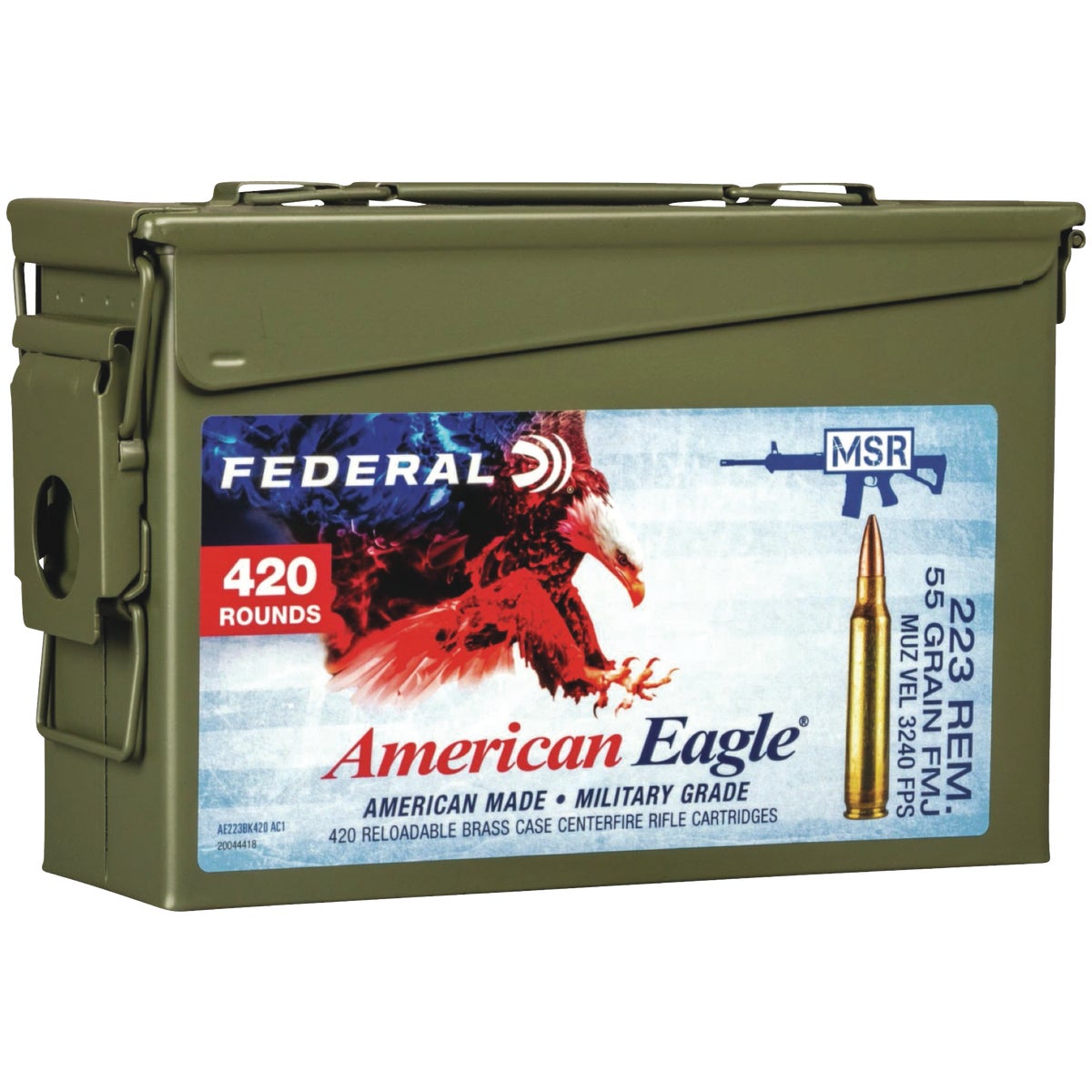 Federal American Eagle .223 Rem 55 Grain FMJ Centerfire Ammunition Cartridges