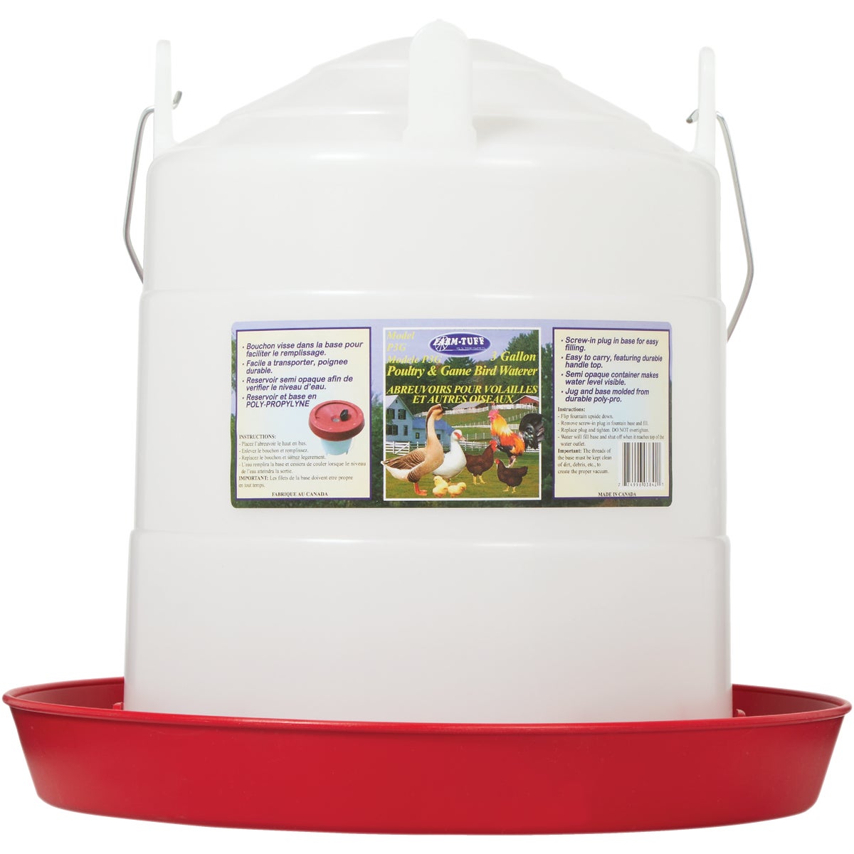 Farm-Tuff 3 Gal. Poly Bottom Fill Poultry Fountain