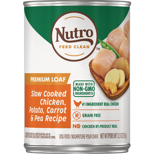 Nutro Grain Free Premium Loaf Slow Cooked Chicken, Potato, Carrot, & Pea Adult Wet Dog Food, 12.5 Oz.