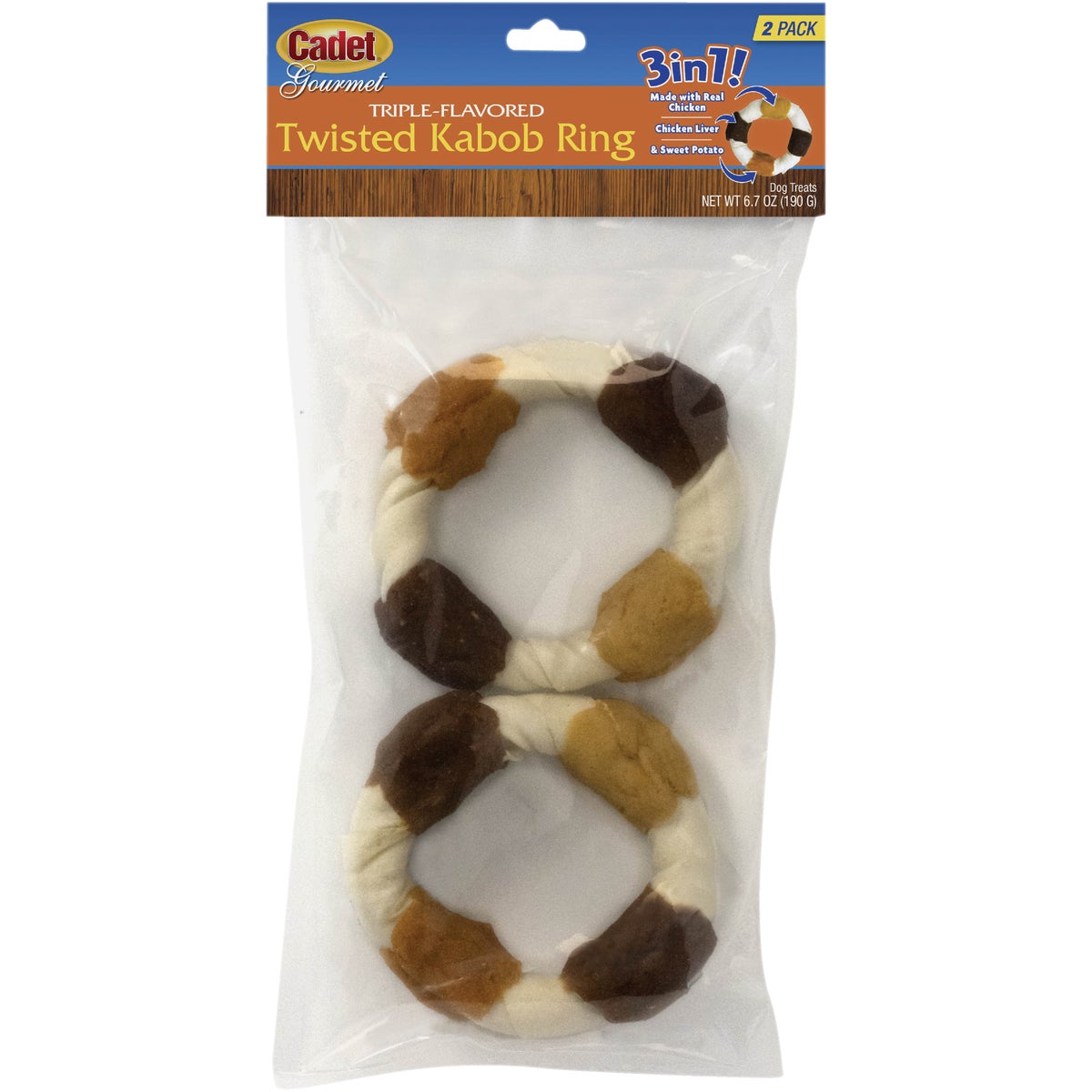 Cadet Gourmet Triple Flavored Chicken, Chicken Liver, & Sweet Potato Shish Kabobs Dog Treat (2-Pack)