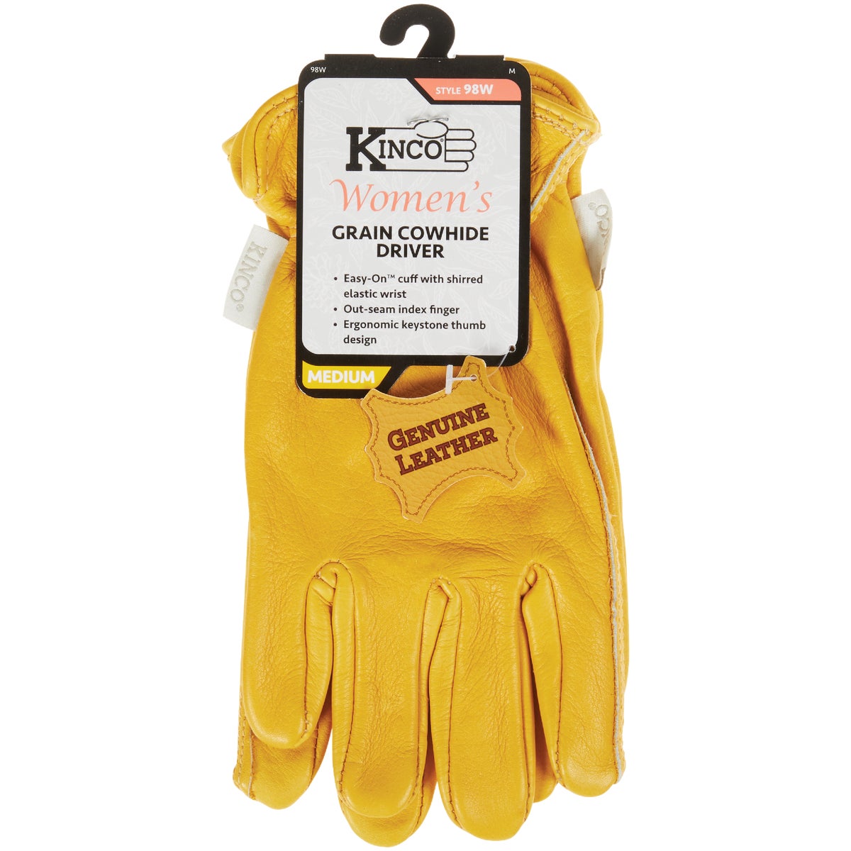 Kinco Women's Medium Tan Cowhide Driver Work Glove