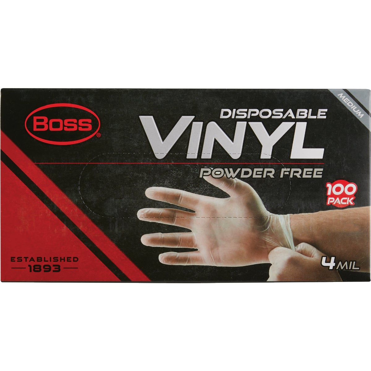 Boss Medium Vinyl Disposable Gloves (100-Pack)