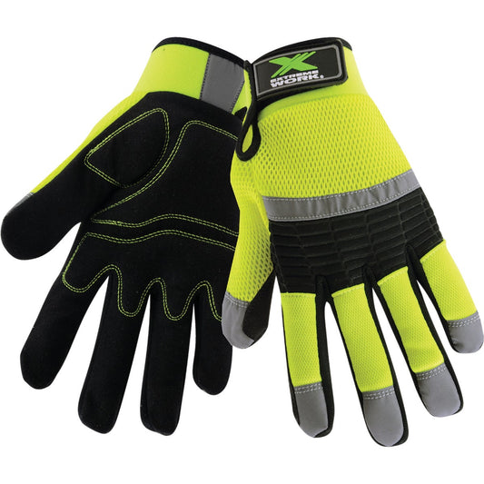 West Chester Protective Gear Extreme Work Men's Medium Synthetic Leather High Visibility Work Glove