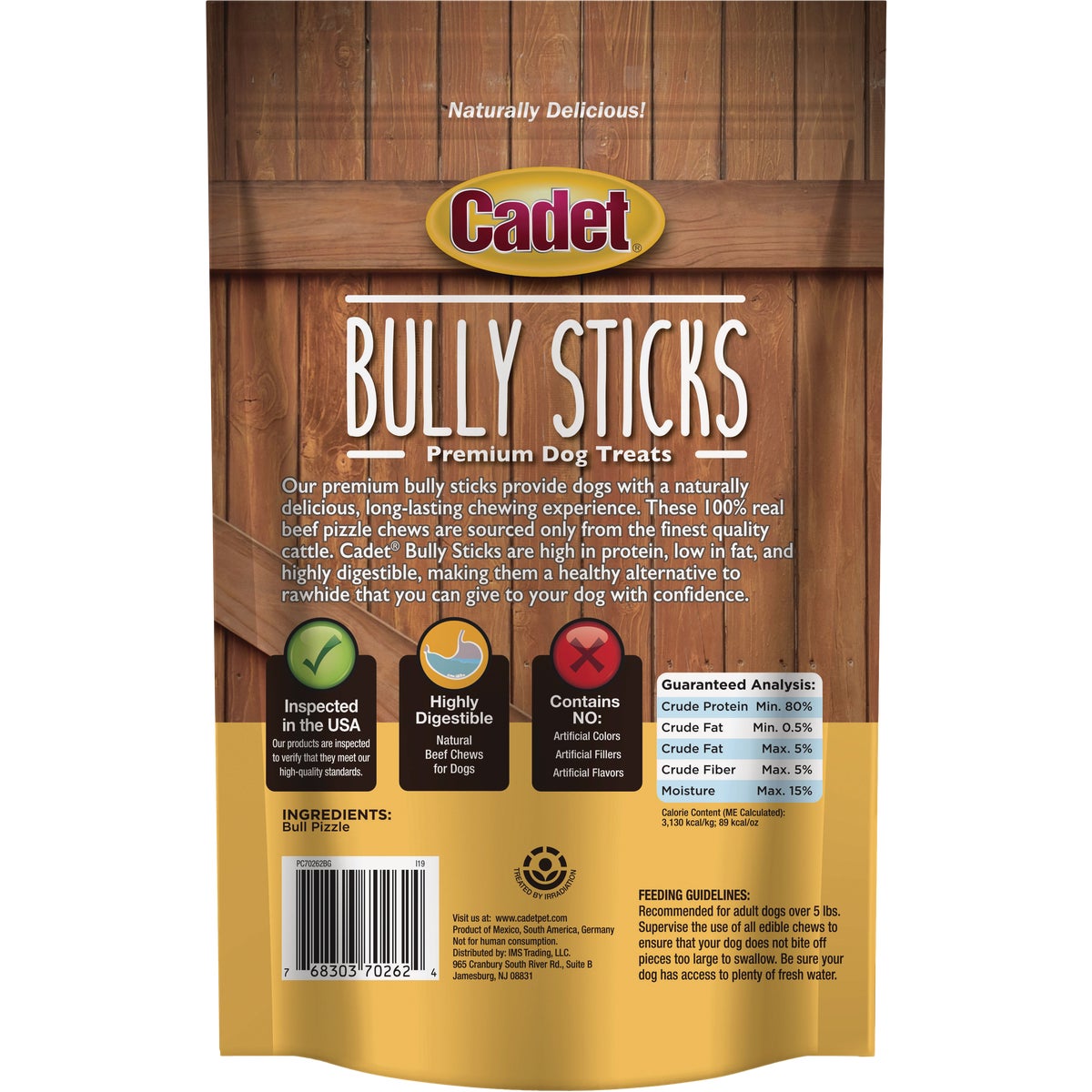 Cadet Beef Bully Sticks Dog Treat, 6 Oz.