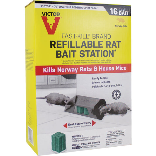 Victor Fast-Kill Refillable Rat Bait Station (6-Refill)