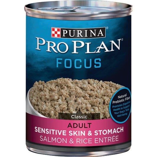 Purina Pro Plan Focus Salmon & Rice Adult Sensitive Skin & Stomach Wet Dog Food, 13 Oz.