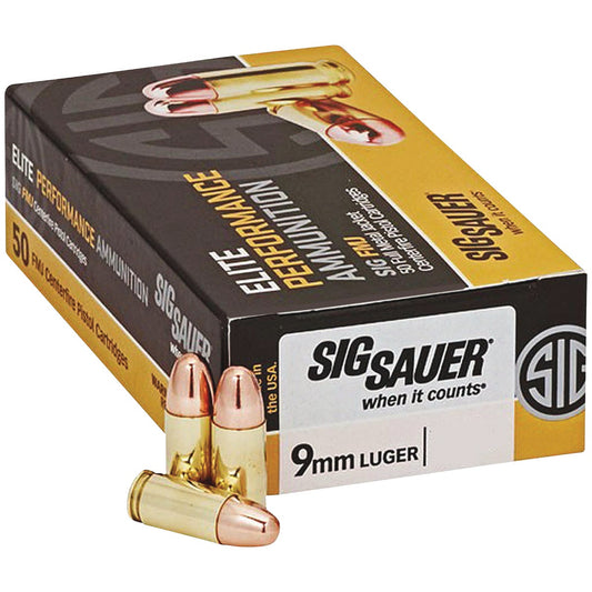 Sig Elite Performance Ball 9mm 124 Grain FMJ Centerfire Ammunition Cartridges