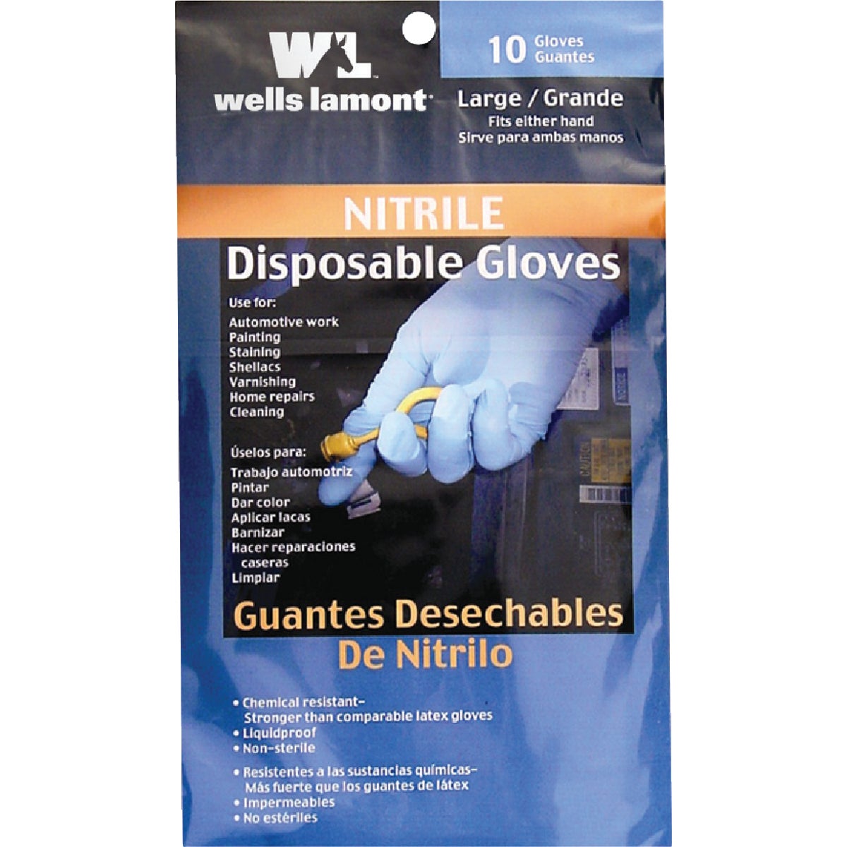 Wells Lamont Large Nitrile Disposable Glove (10-Pack)