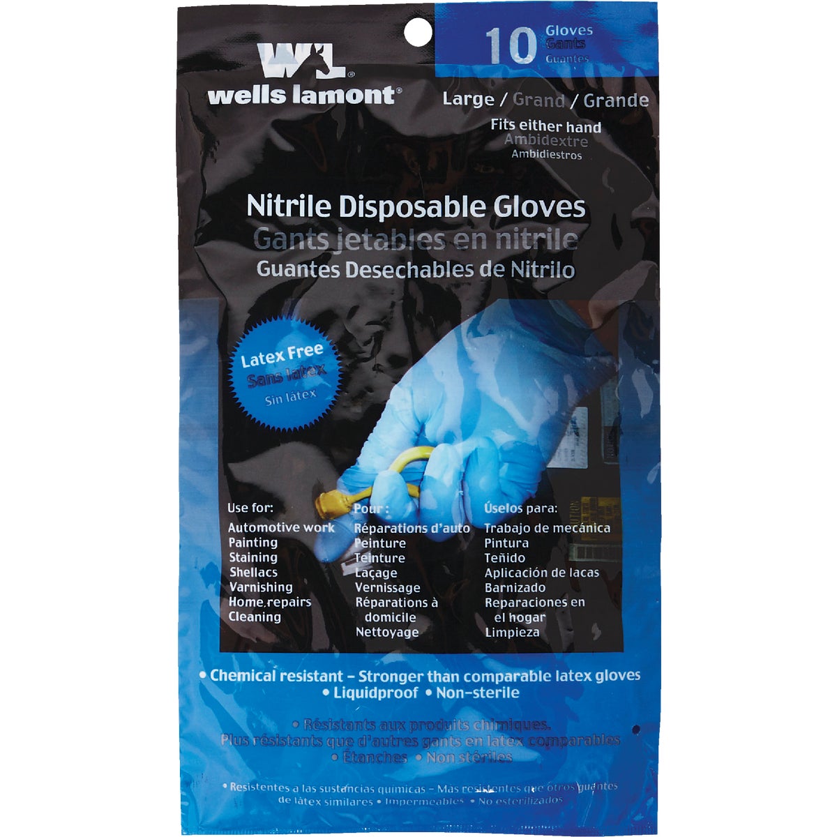 Wells Lamont Large Nitrile Disposable Glove (10-Pack)