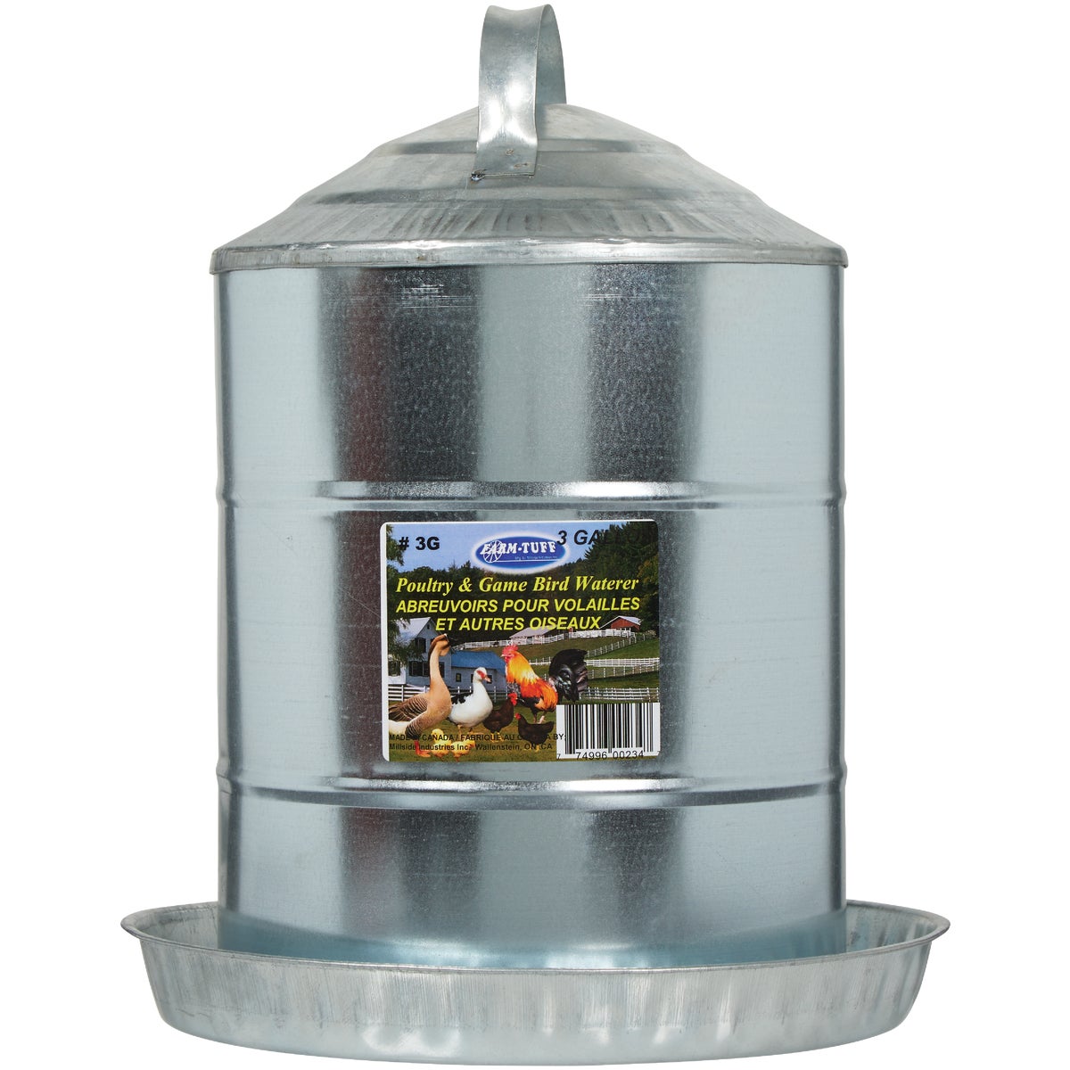 Farm-Tuff 3 Gal. Galvanized Poultry Fountain