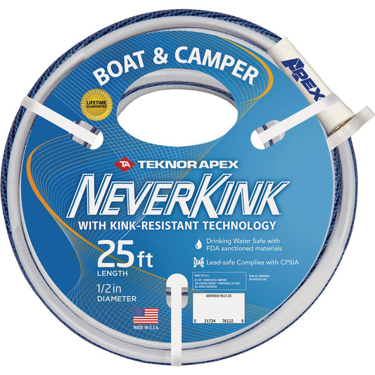 Teknor Apex NeverKink 1/2 In. Dia. X 25 Ft. L. Drinking Water Safe Boat & Camper Hose