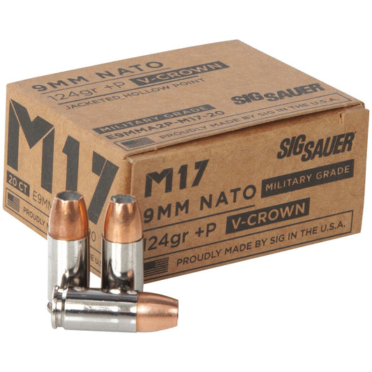 Sig Elite Performance V-Crown 9mm Luger 124 Grain JHP Centerfire Ammunition Cartridges