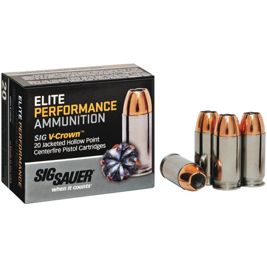 Sig Elite Performance V-Crown 9mm Luger 124 Grain JHP Centerfire Ammunition Cartridges