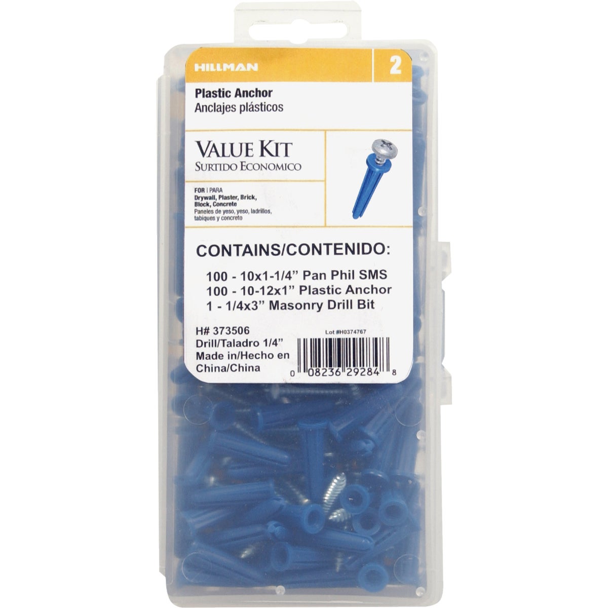 Hillman #10 - #12 Thread x 1 In. Blue Plastic Anchor Kit