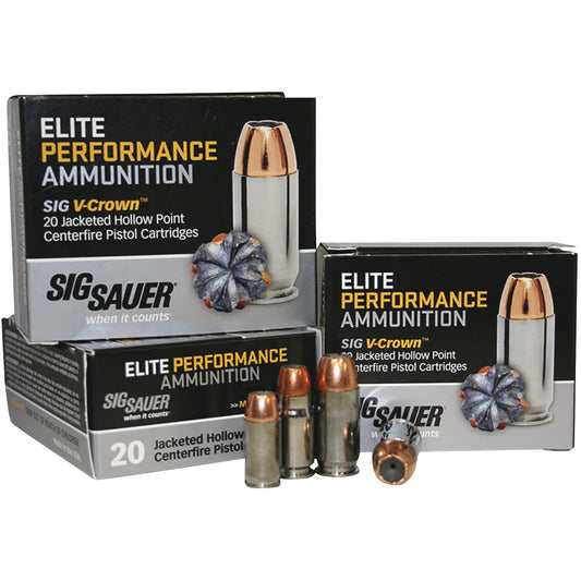 Sig Elite Performance V-Crown 9mm Luger 115 Grain JHP Centerfire Ammunition Cartridges