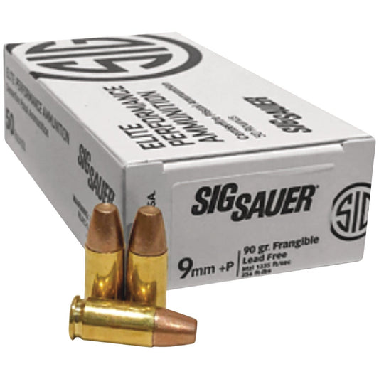 Sig Elite Performance V-Crown 9mm Luger 90 Grain Lead Free Centerfire Ammunition Cartridges