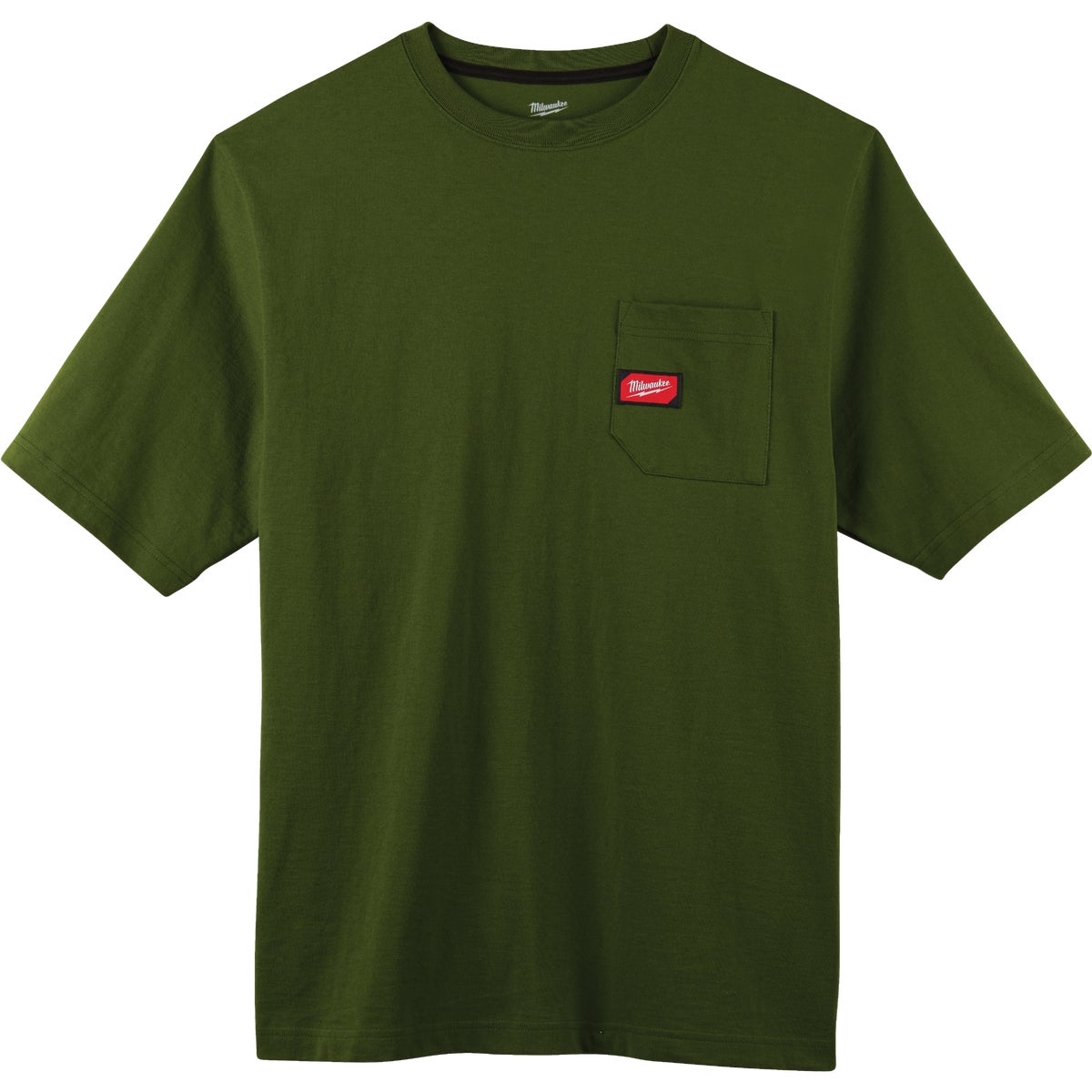 Milwaukee Small Olive Green Short Sleeve Men's Heavy-Duty Pocket T-Shirt