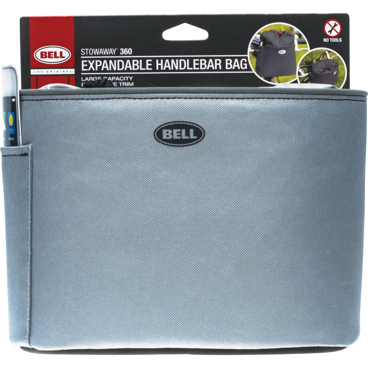 Bell Sports Stowaway 360 5 In. W. x H. 6.5 In. H. x 8.5 In. L. Bicycle Handlebar Bag