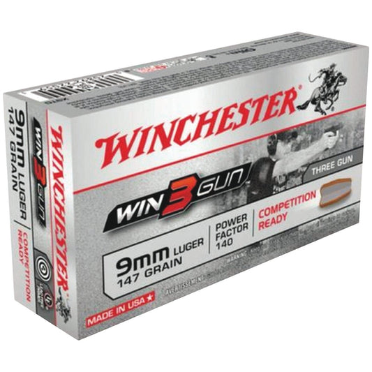 Winchester Win-3-Gun 9mm Luger 147 Grain Centerfire Ammunition Cartridges