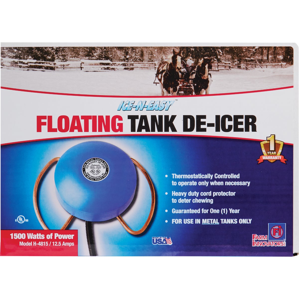 Farm Innovators 1500W Economical Floating Stock Tank De-Icer