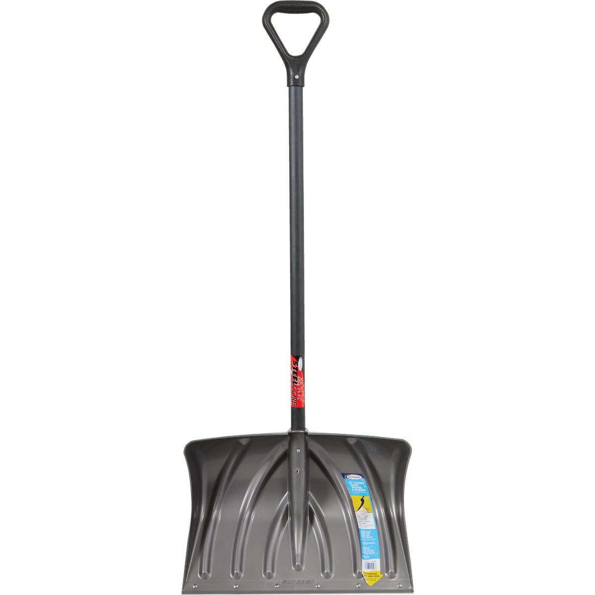 Suncast 20 In. Graphite Snow Shovel & Pusher with Steel Wear Strip and 38 In. Steel Handle