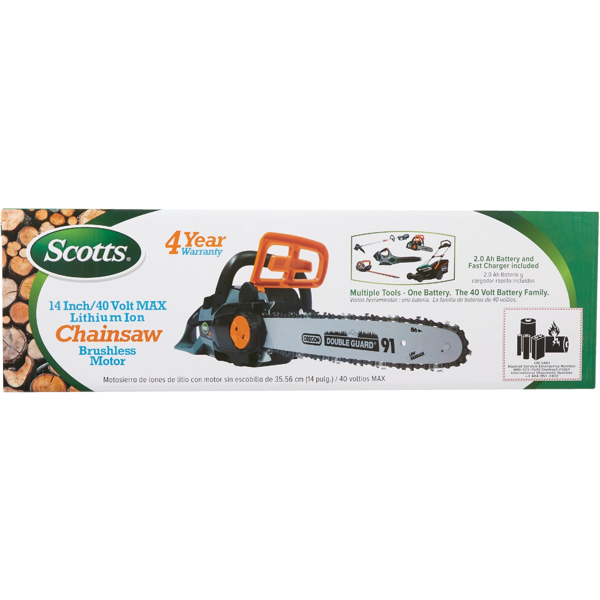 Scotts 14 In. 40 Volt Lithium Ion Cordless Chainsaw