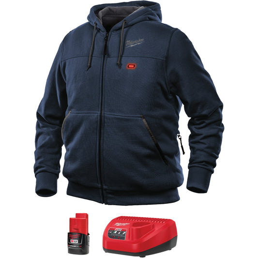 Milwaukee M12 XL Navy Blue Men's Heated Full Zip Hooded Sweatshirt