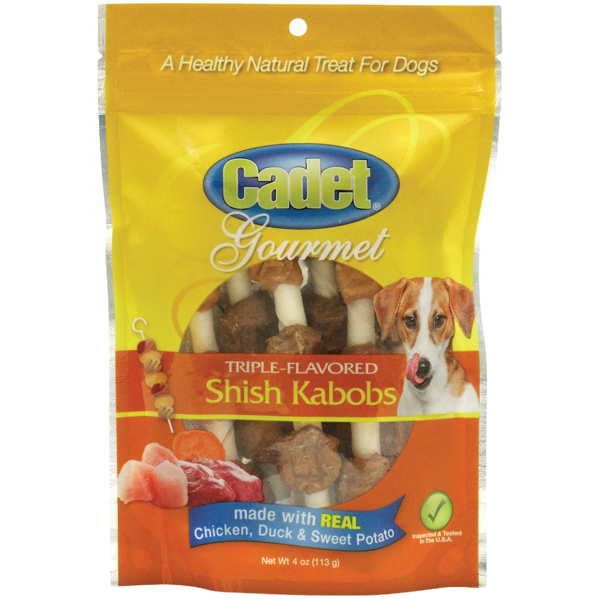 Cadet Gourmet Triple Flavored Chicken, Duck, & Sweet Potato Shish Kabobs Small Dog Treat, 4 Oz.