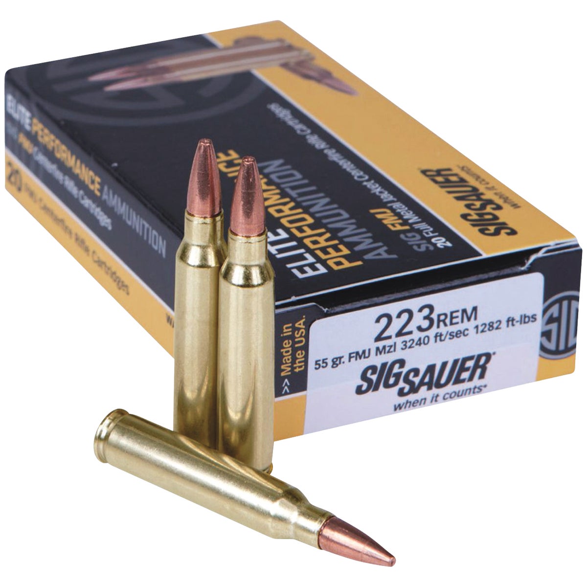 Sig Sauer Elite Performance .223 Rem 55 Grain FMJ Centerfire Ammunition Cartridges