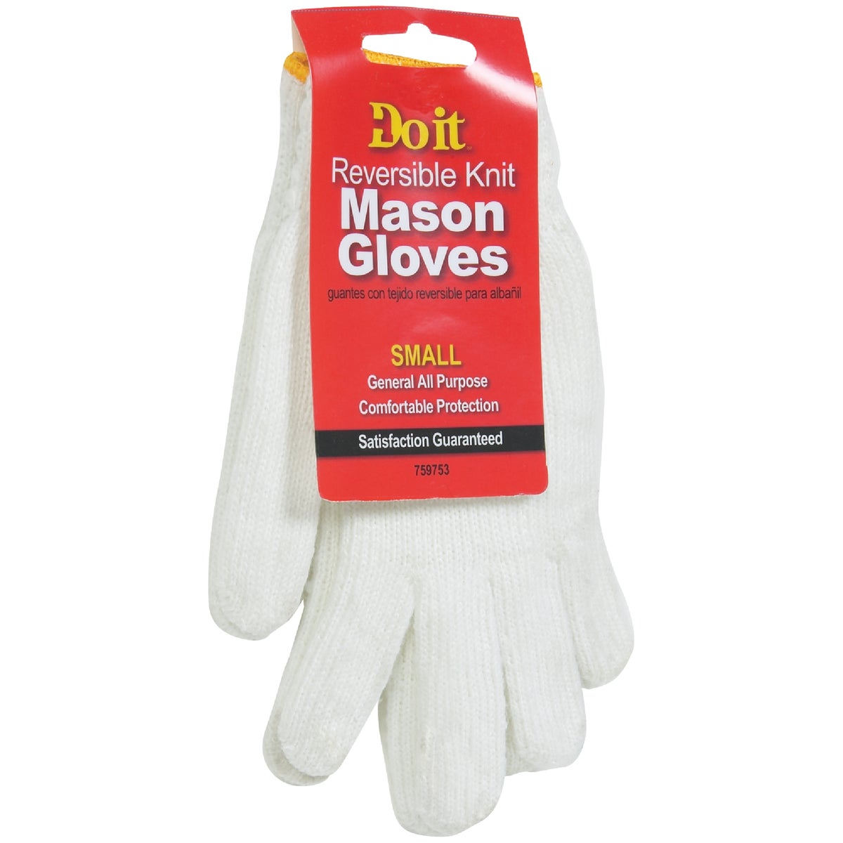 Do it Men's Small Reversible Knit Polyester Mason Glove, White