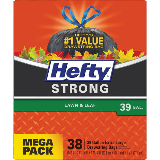 Hefty 39 Gal. Black Extra Strong Lawn & Leaf Bag (38-Count)