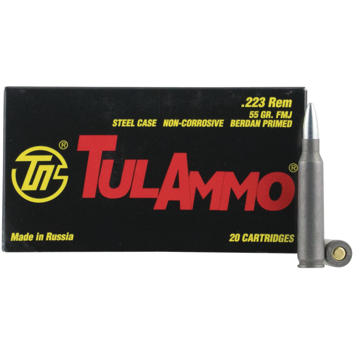 Tulammo .223 Rem 55 Grain FMJ Centerfire Ammunition Cartridges