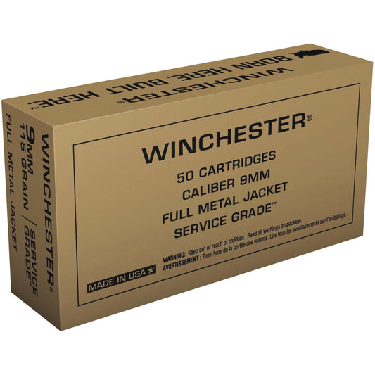 Winchester Service Grade 9mm 115 Grain FMJ Centerfire Ammunition Cartridges