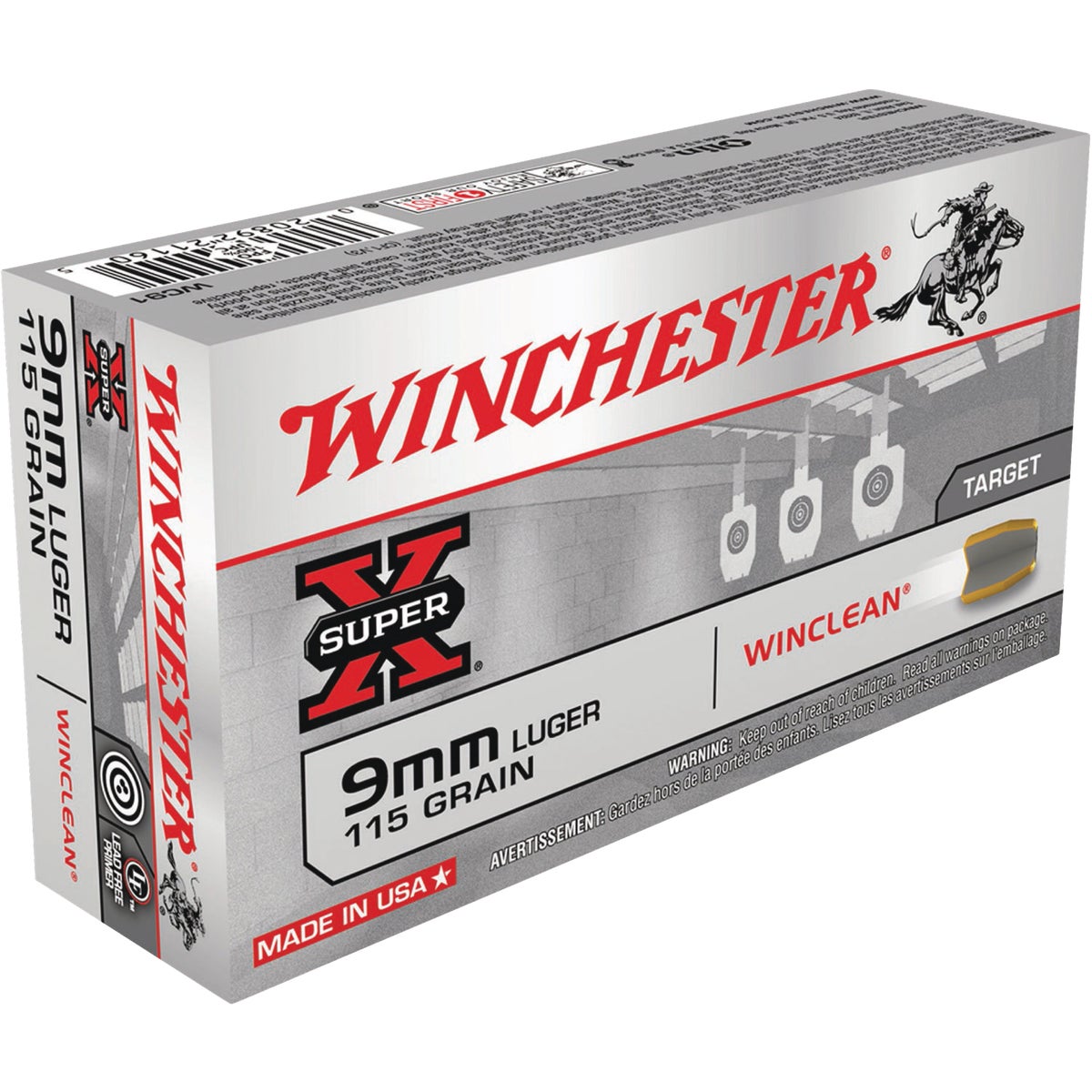 Winchester Super-X WinClean 9mm 115 Grain Centerfire Ammunition Cartridges