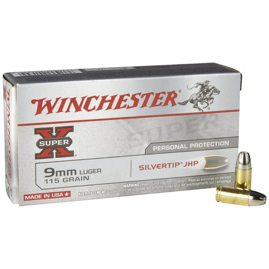 Winchester Super-X Silvertip 9mm 115 Grain JHP Centerfire Ammunition Cartridges