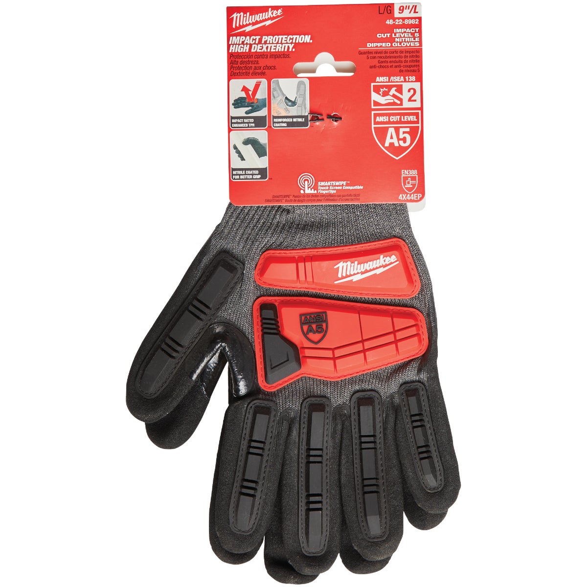 Milwaukee Impact Cut Level 5 Unisex Large Nitrile Dipped Work Gloves