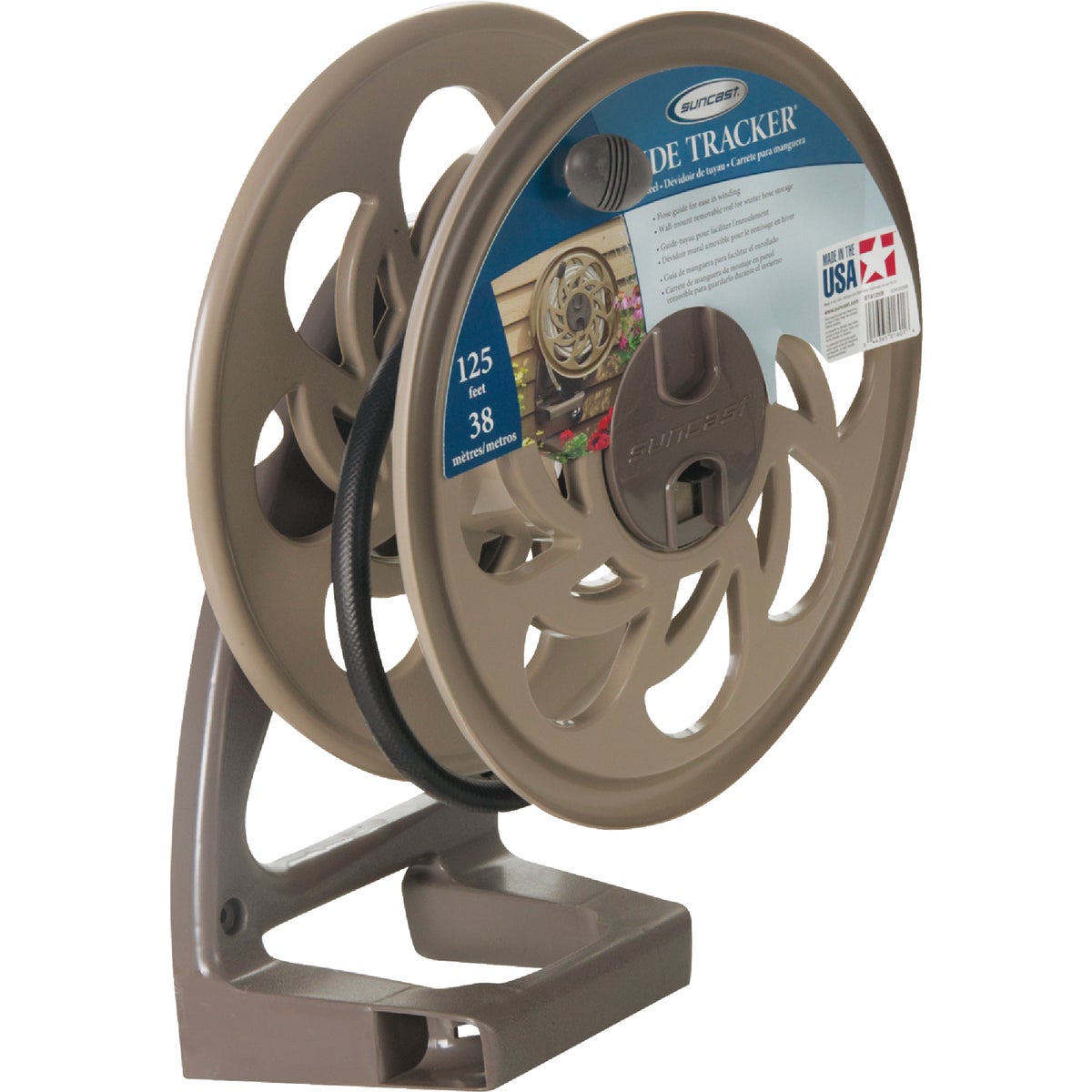 Suncast Sidetracker 125 Ft. x 5/8 In. Taupe Resin Hose Reel