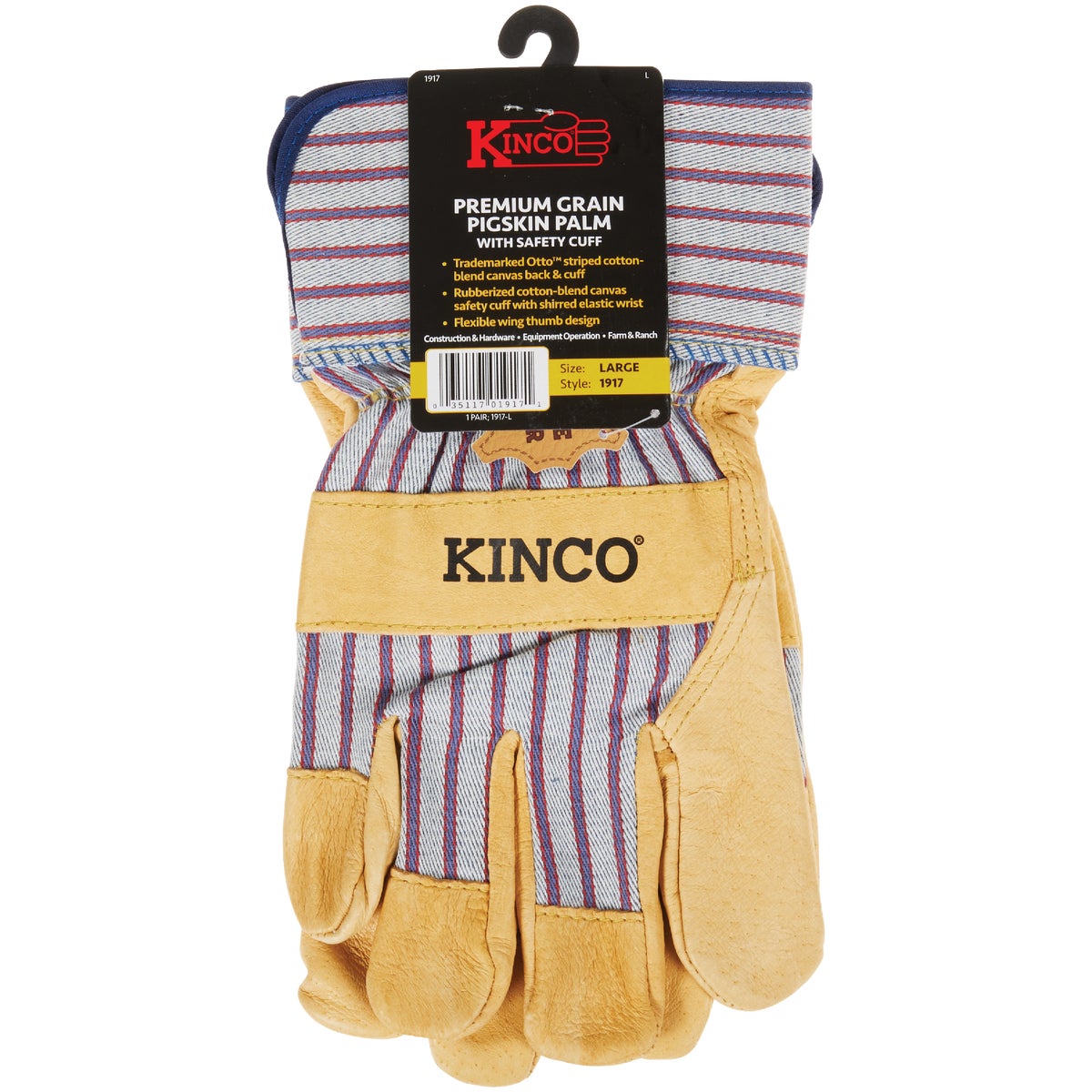 Kinco Men's Large Golden Premium Grain Pigskin Palm Glove